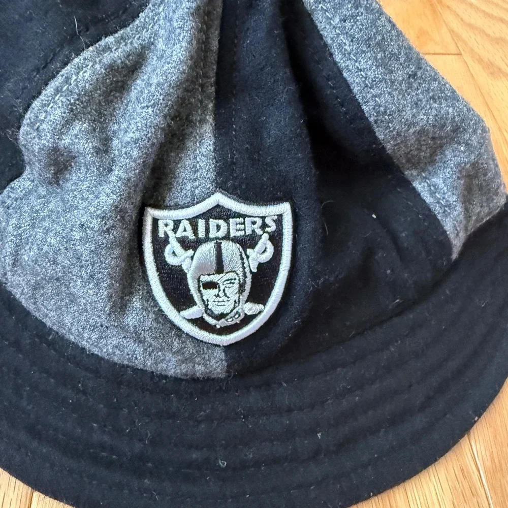 Las Vegas Raiders Bucket Hat Reebok Wool Blend Black Gray‎ S M NFL